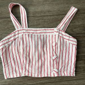 Forever 21 Nautical style red striped crop top